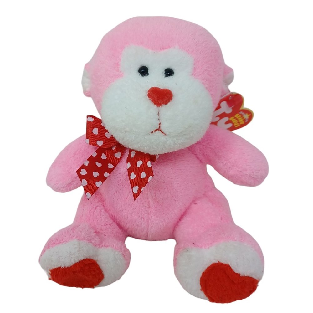 Ty Junglelove Monkey Red White Red Retired Beanie Baby Stuffed‎ Animal Plush 8"